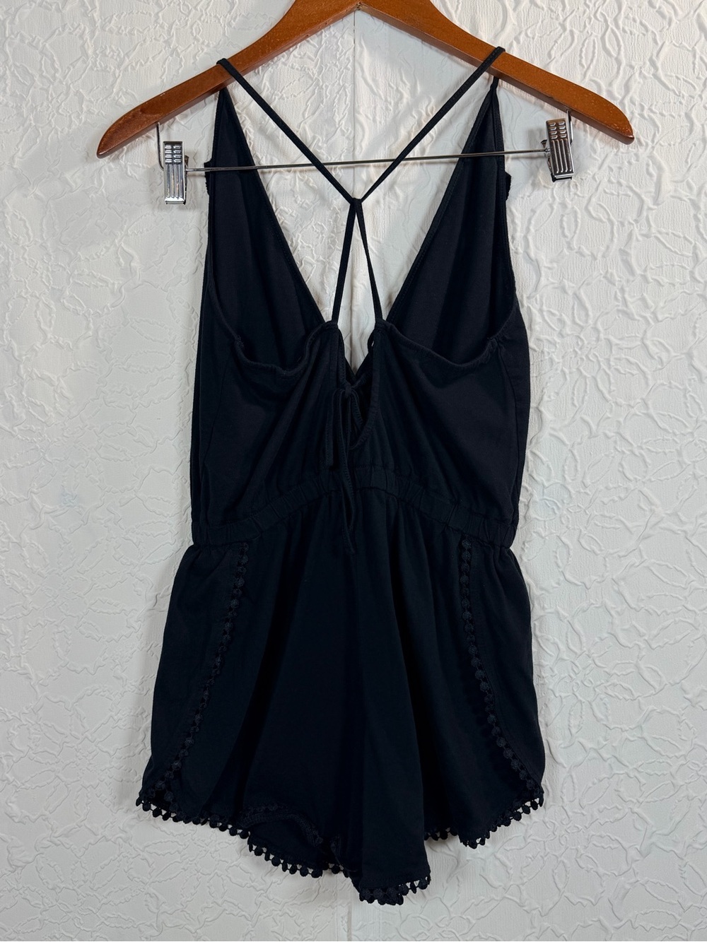 Topshop Plunging Ruffle Faux Wrap Tie Back Fringe Romper Sz S - Picture 6 of 11